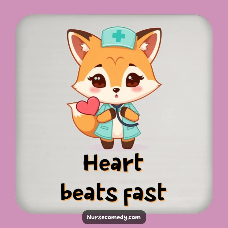Funny Fox Nurse Coaster: Curious Heartbeat Protection, Doctor Gift