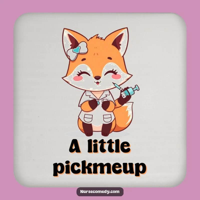 Funny Fox Nurse Coaster Set - Hilarious Protection for Your Surfaces