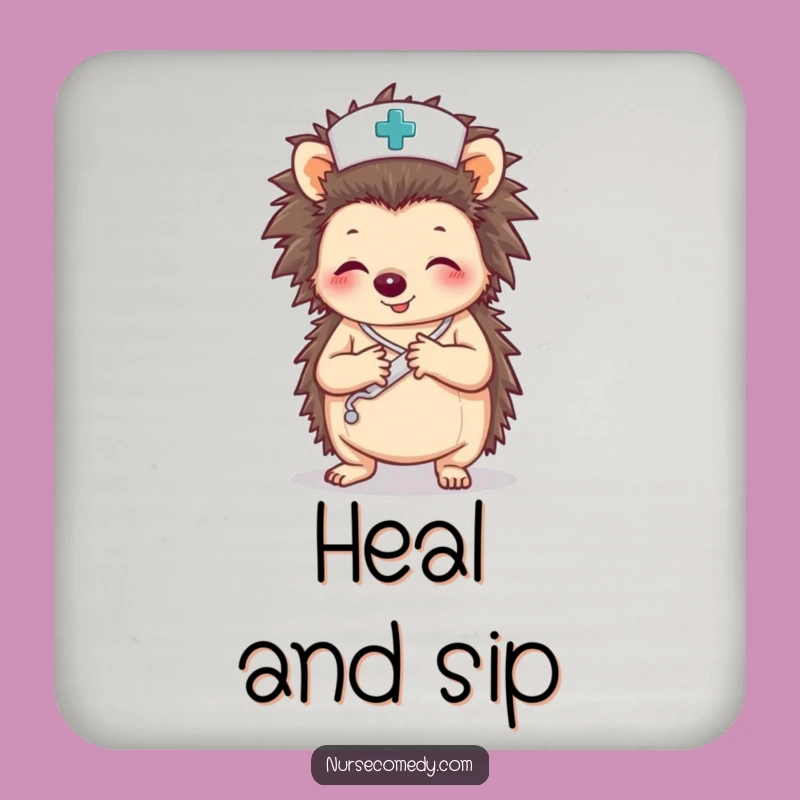 Funny Hedgehog Nurse Coaster Set: Charming Protection for Drink Surfaces
