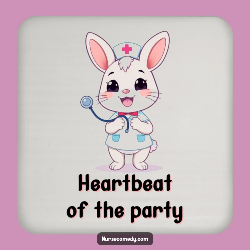 Funny Kawaii Bunny Nurse Coaster: Merry Bounce - Protect Surfaces With Fun!
