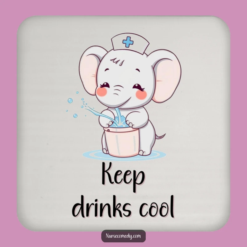 Funny Kawaii Elephant Nurse Coaster - Cute Cartoon Splashing Character Drink Protector Gift