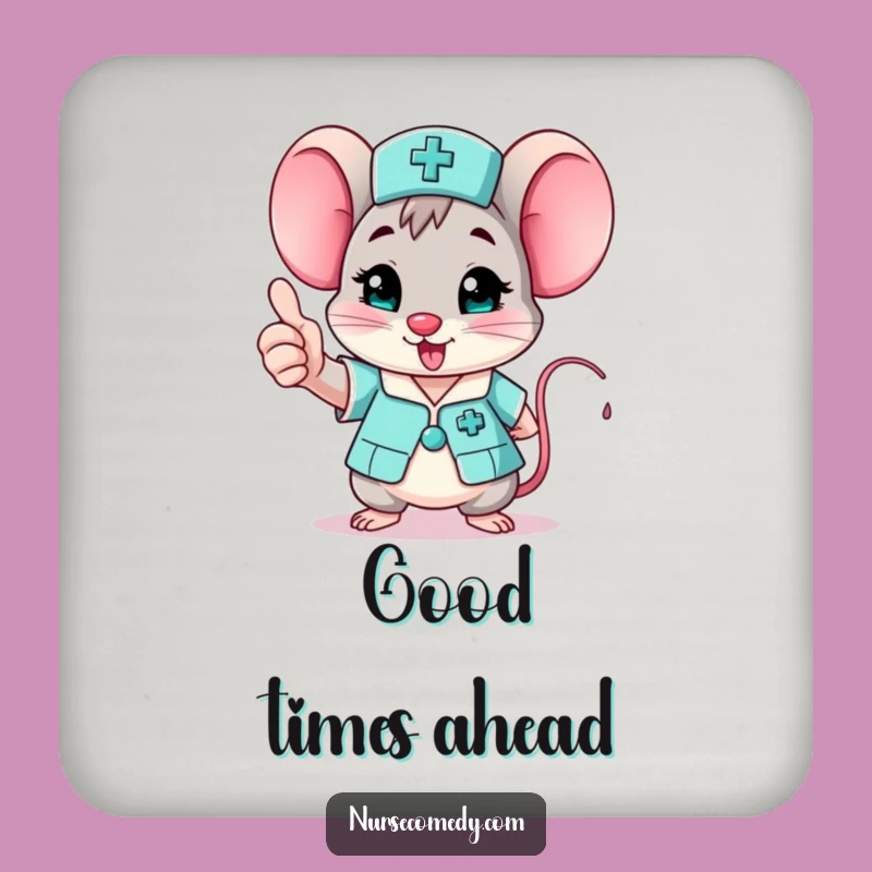 Funny Mouse Nurse Coaster: Cheerful Thumbs Up Drink Protector Gift