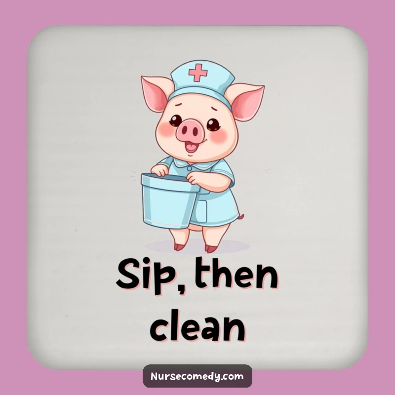 Funny Pig Nurse Coaster Set: Charming Protection for Drink Surfaces