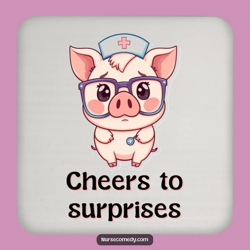 Funny Pig Nurse Coaster: Surprised & Stylish - Protect Your Table!