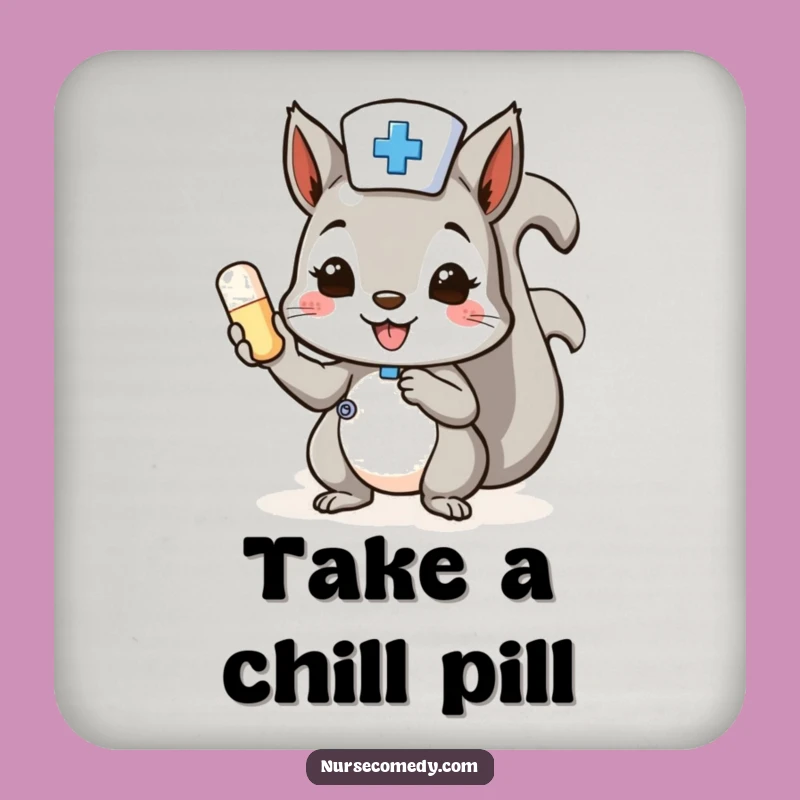 Funny Squirrel Nurse Coaster: Cheerful Pill Holder, Doctor Gift