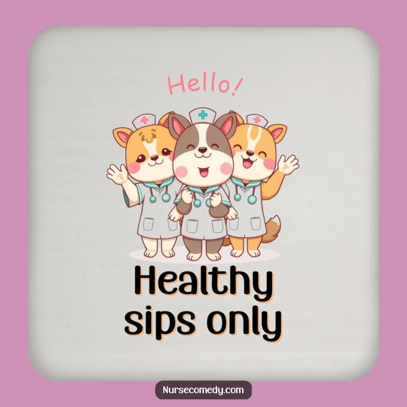 Funny Animal Nurse Coasters: Protect Surfaces with Cheerful Hellos, Cute Set