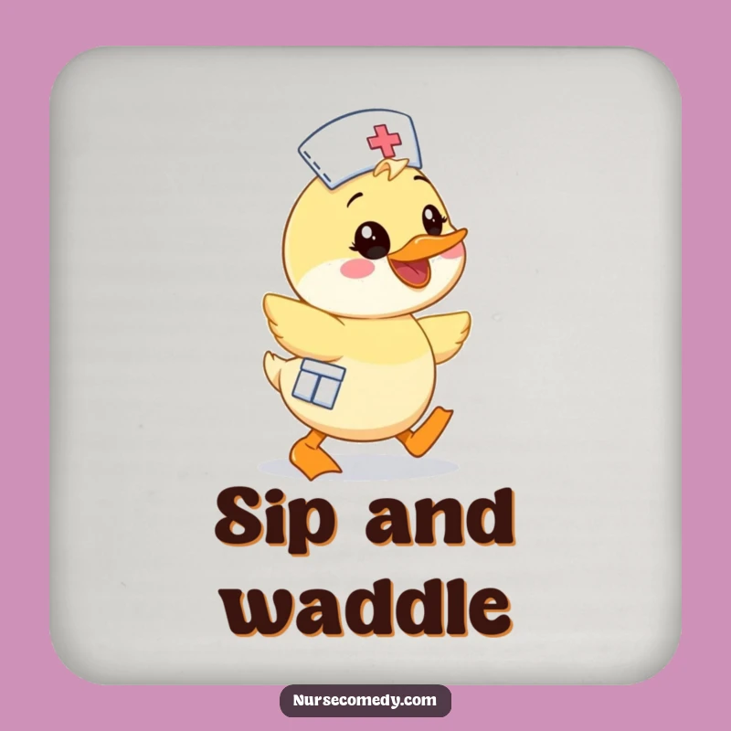 Funny Kawaii Duck Nurse Coaster - Cute Cartoon Waddling Character Drink Protector Gift