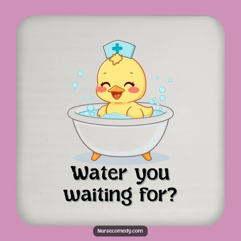 Funny Duckling Nurse Coaster: Protect Tables with Bath Time Fun!