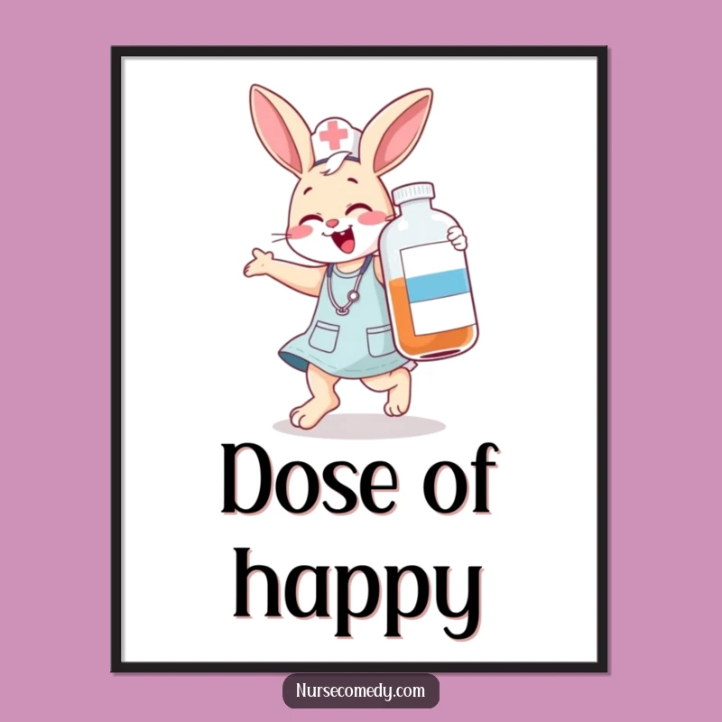 Funny Bunny Nurse Art Poster - Vibrant and Hilarious Decor for Clinics