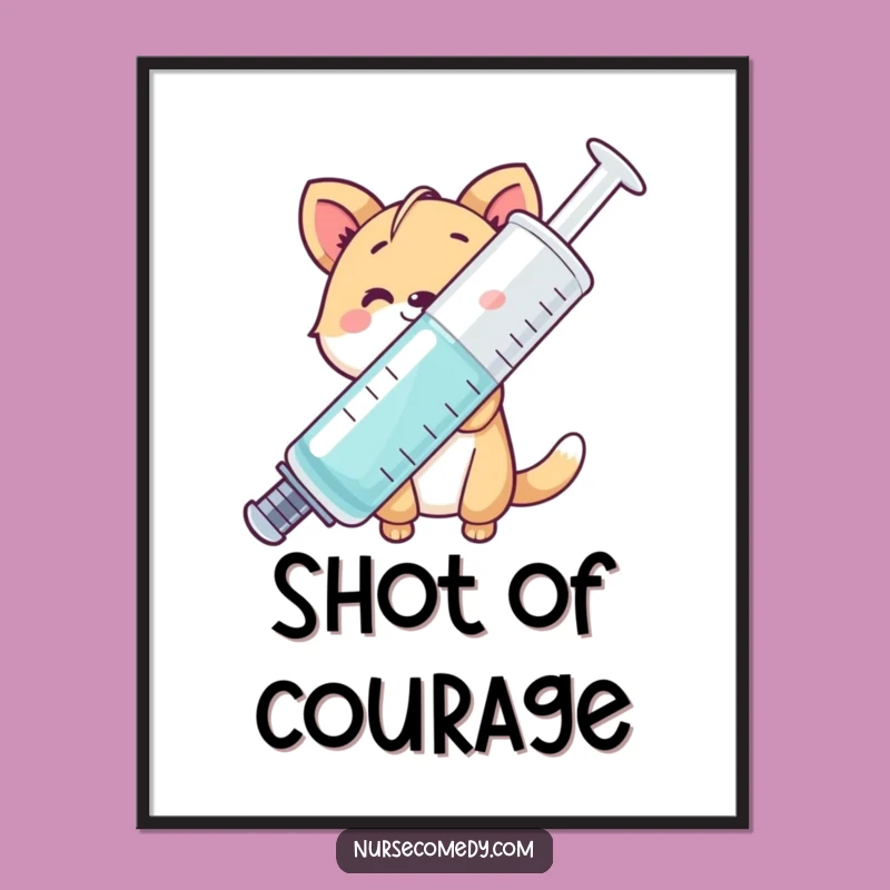 Funny Animal Poster: Charming Syringe Peek, Wall Art for a Laugh!