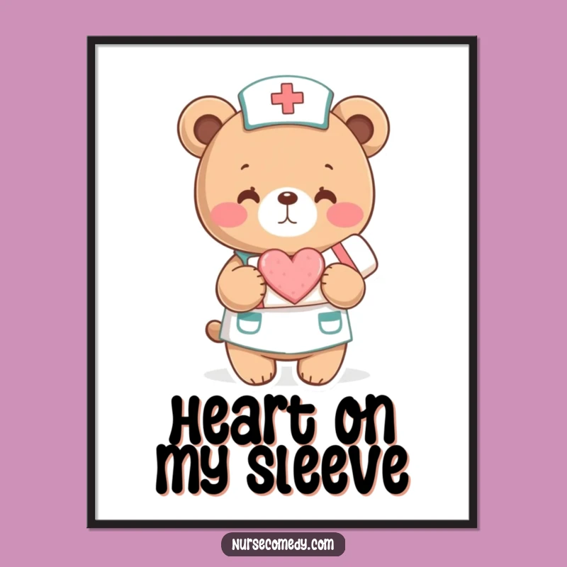 Funny Bear Nurse Poster - Heartwarming Wall Art, Perfect Gift!