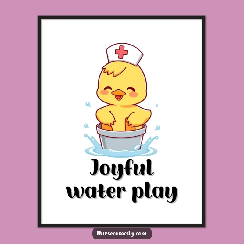 Funny Duck Nurse Poster: Happy Splash Art, Whimsical Doctor Decor Gift