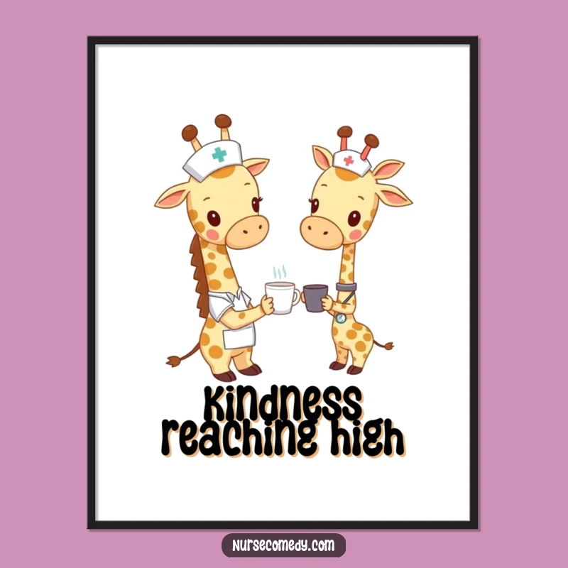 Funny Giraffe Nurse Poster - Kind Art for Your Walls, A Unique Gift!