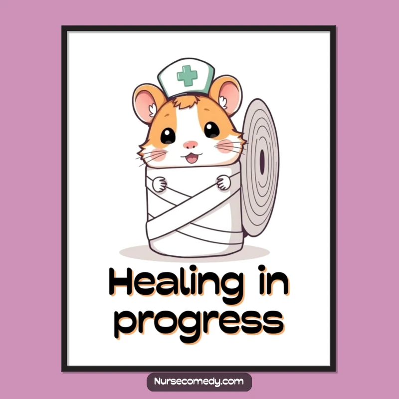 Funny Hamster Nurse Poster - Curious Peek Wall Art!