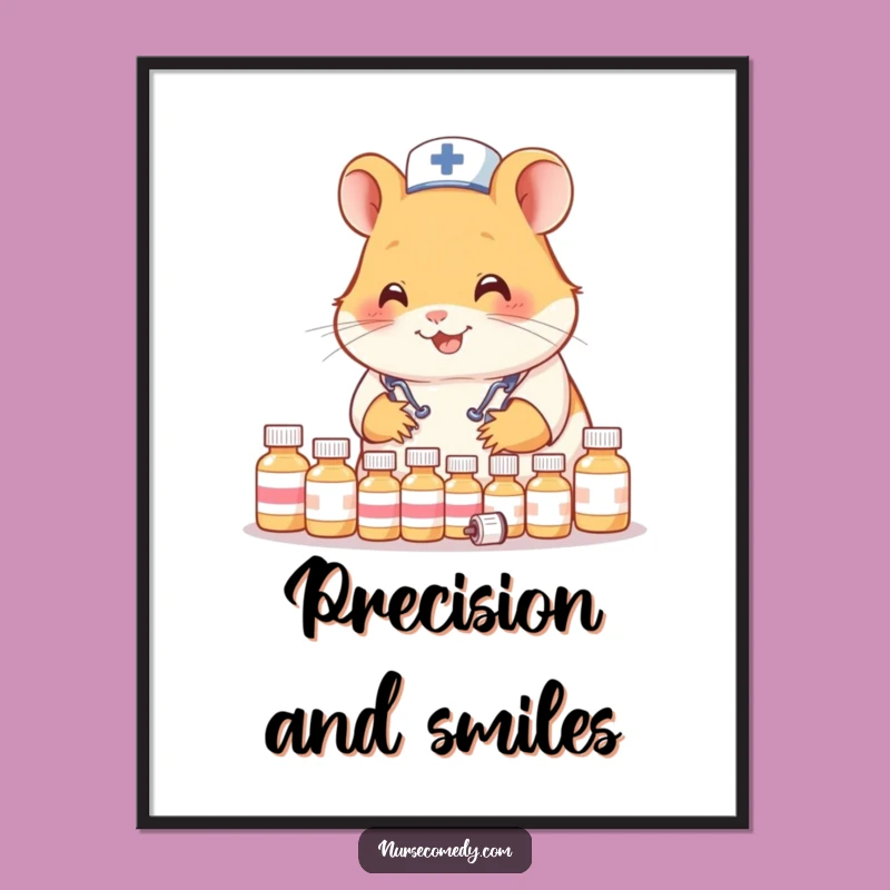 Funny Hamster Nurse Poster: Organized Art Print, Charming Gift!