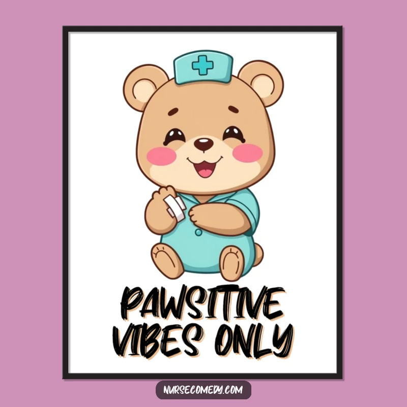 Funny Bear Nurse Art Poster - Charming and Hilarious Wall Decor Gift