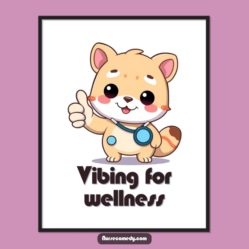 Funny Doctor Animal Poster: Thumbs Up Character, Stethoscope Art, Decor Gift!