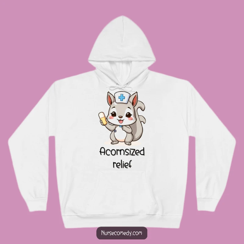 Cozy Squirrel Nurse Hoodie: Cheerful Pill Pouch, Ultimate Funny Doctor Gift