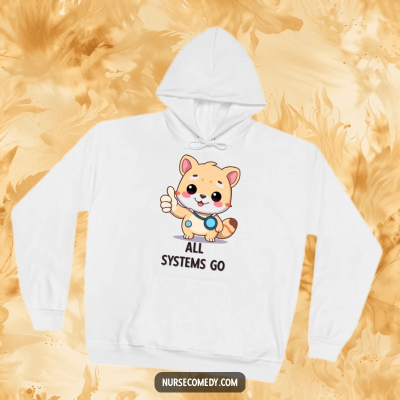 Funny Doctor Animal Hoodie: A warm hoodie featuring a doctor animal character giving a thumbs up with a stethoscope.