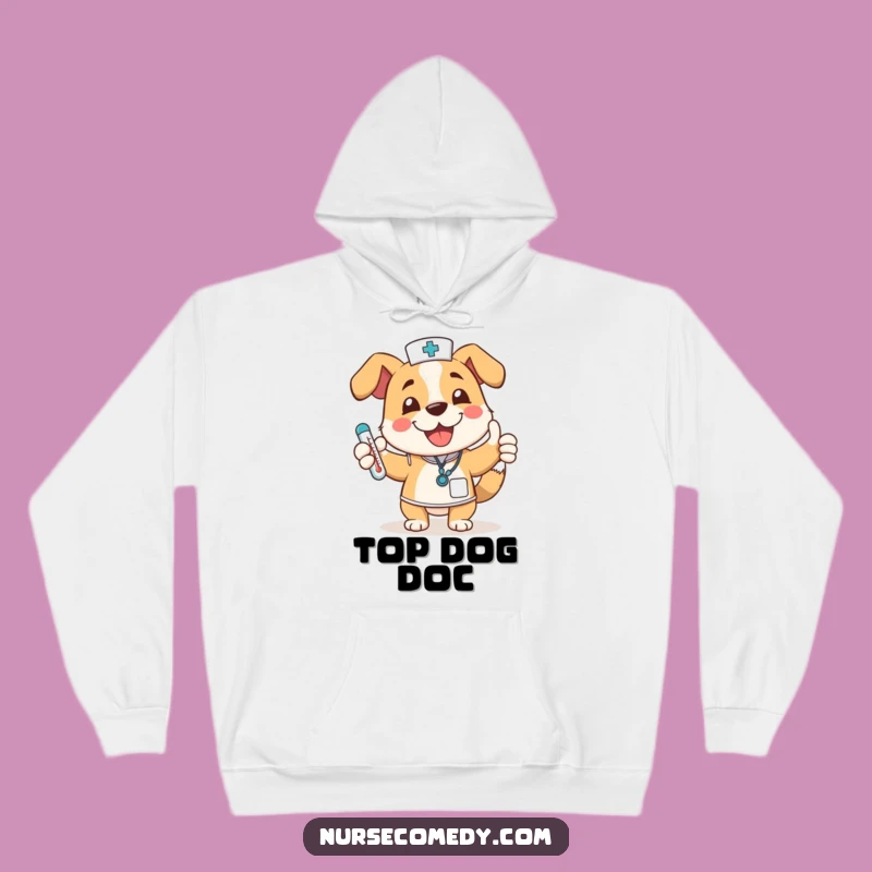 Cozy Dog Nurse Hoodie: Warm & Funny Cartoon Gift for Healthcare Heroes