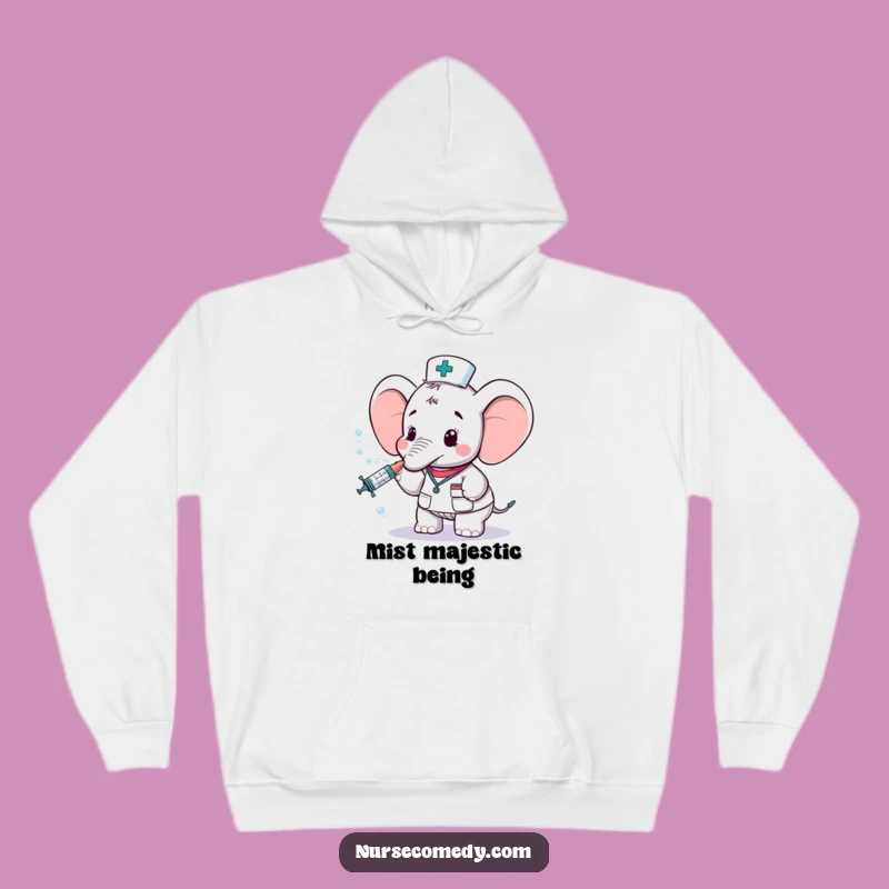 Cozy Elephant Nurse Hoodie: Warm & Funny Cartoon Gift for Hardworking Nurses