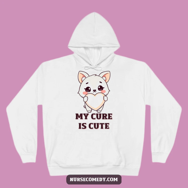 Cozy Funny Health Animal Hoodie: Winking Character, Heart Pill, Warm Gift!