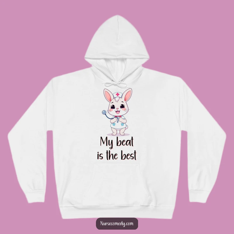 Cozy Funny Kawaii Bunny Nurse Hoodie: Merry Bounce - Warm Comfort & Laughter!