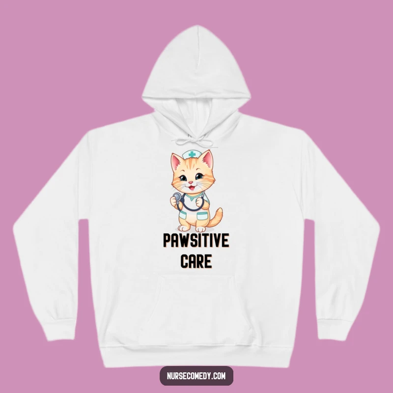 Cozy Funny Kitten Nurse Hoodie - Warm & Cute Feline Comfort