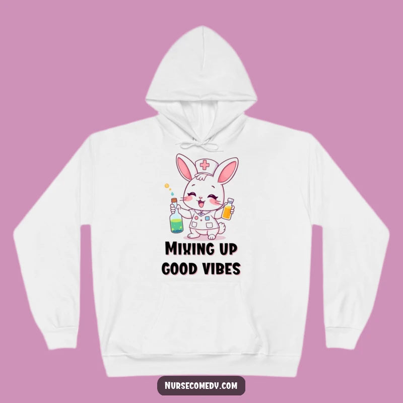 Funny Bunny Nurse Hoodie - Cozy Potion Power, Perfect Gift!