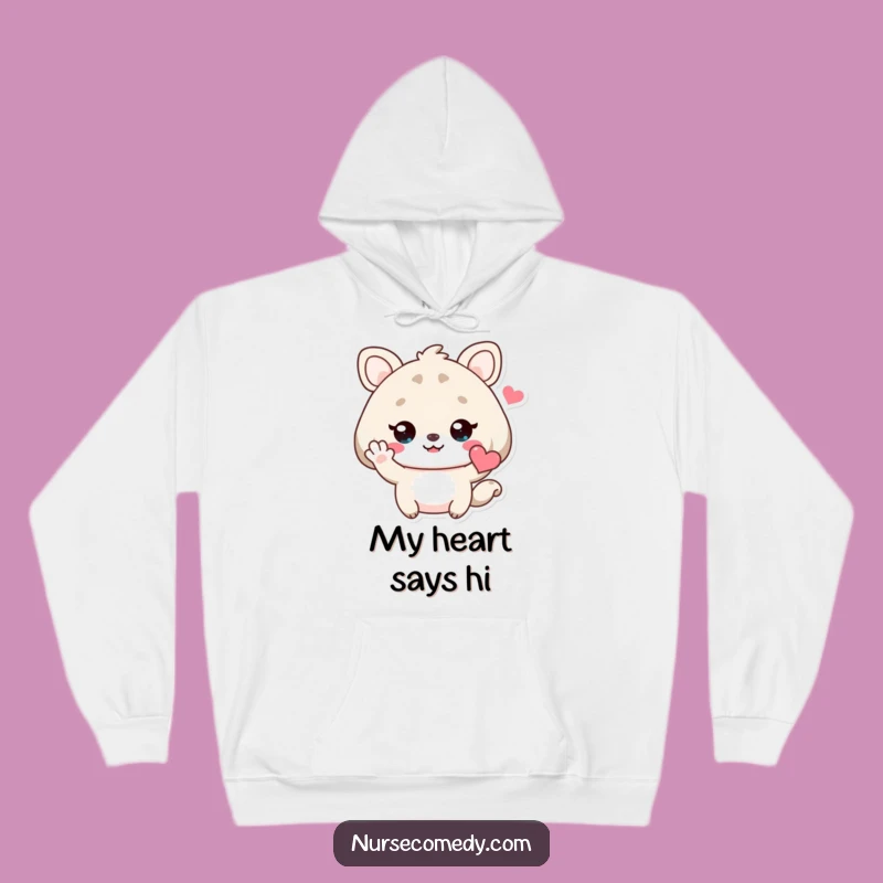 Warm Funny Kawaii Animal Hoodie: Friendly Heart Wave, Cozy Funny Gift Wear