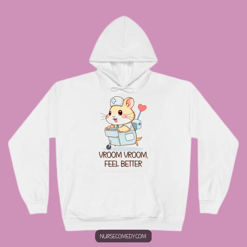 Funny Cozy Hamster Nurse Hoodie - Warmth on the Run, A Great Gift!