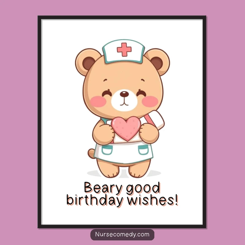 Funny Bear Nurse Wall Art Free Printable: Healing Decor Downloadable!