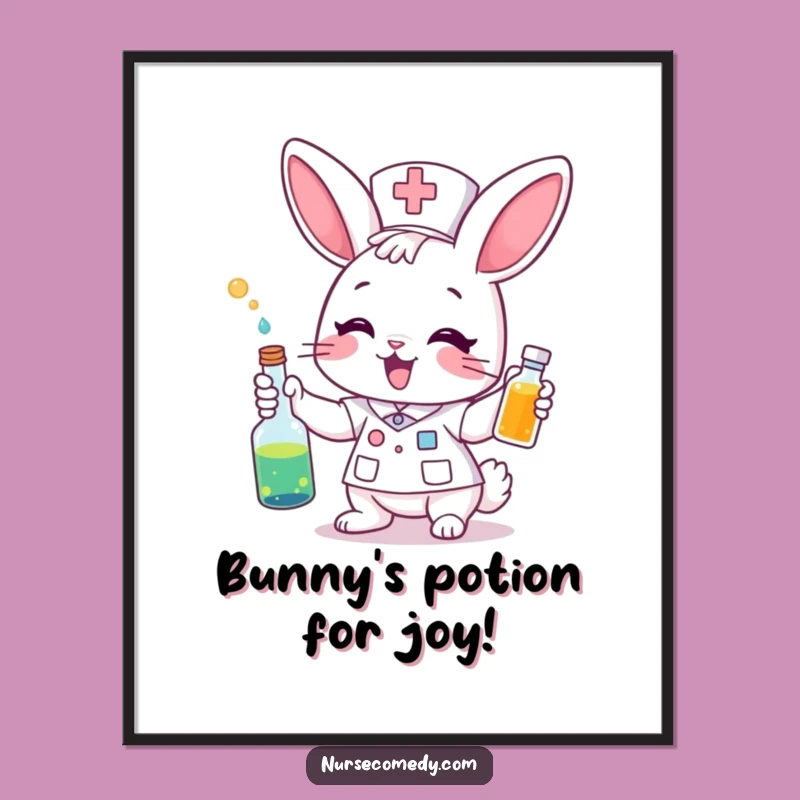 Funny Bunny Nurse Wall Art Free Printable: Potion Fun Downloadable Decor!