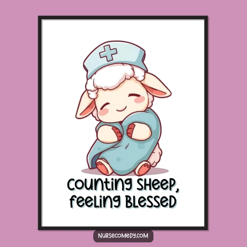 Free Printable Wall Art: Sleepy Sheep Nurse's Cozy Comfort Scene!