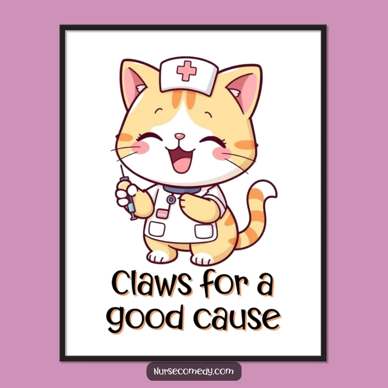 Free Printable Cat Nurse Art: Humorous Downloadable Decor for Medical Spaces!
