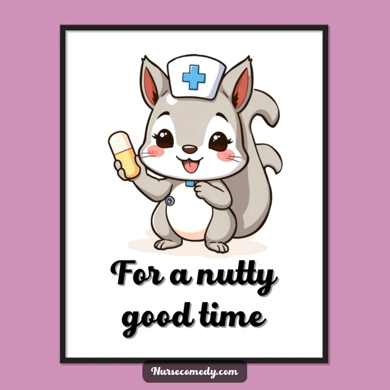 Free Printable Squirrel Nurse Wall Art - Funny Animal Decor Downloadable