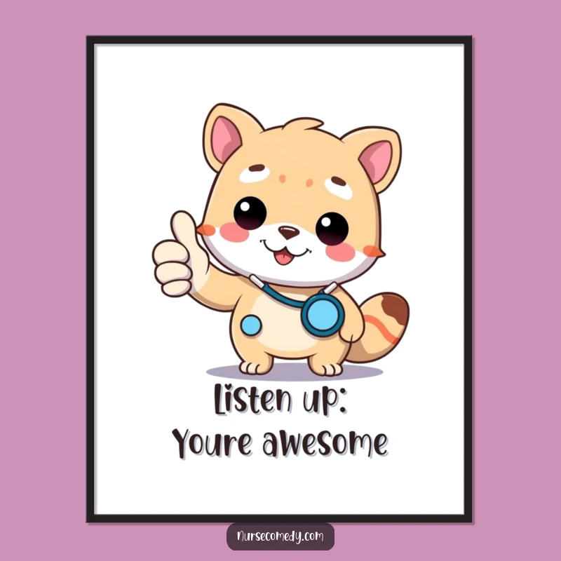 Free Printable Wall Art: Funny Doctor Animal Thumbs Up, Cute Downloadable Health Decor