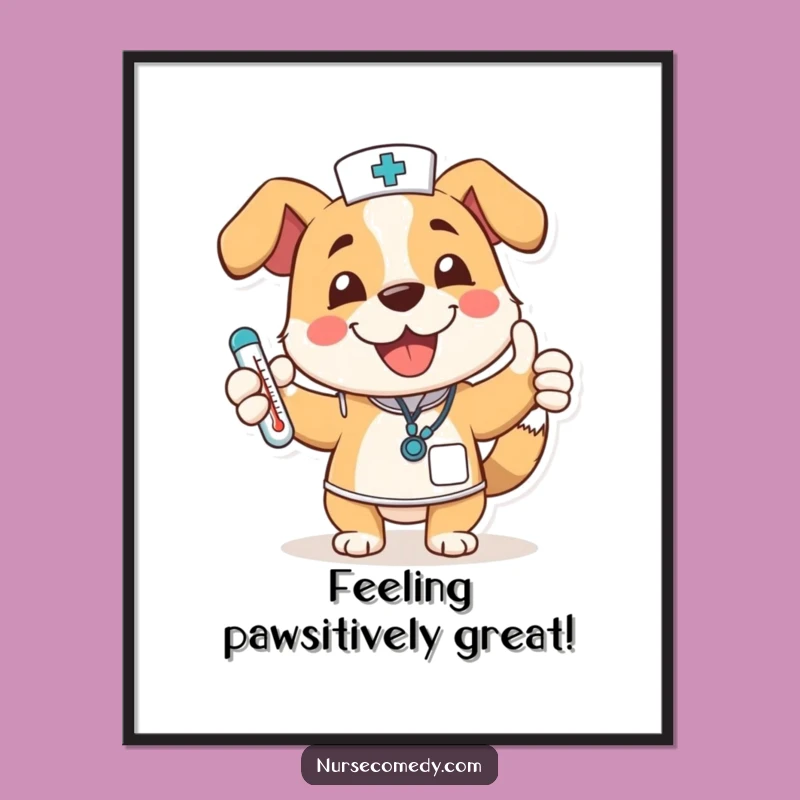 Free Printable Wall Art: Happy Dog Nurse Wagging Tail & Thumbs Up!
