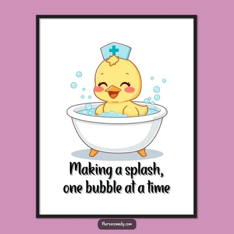 Funny Free Printable Wall Art: Duckling Nurse Bath - Humorous Downloadable Art