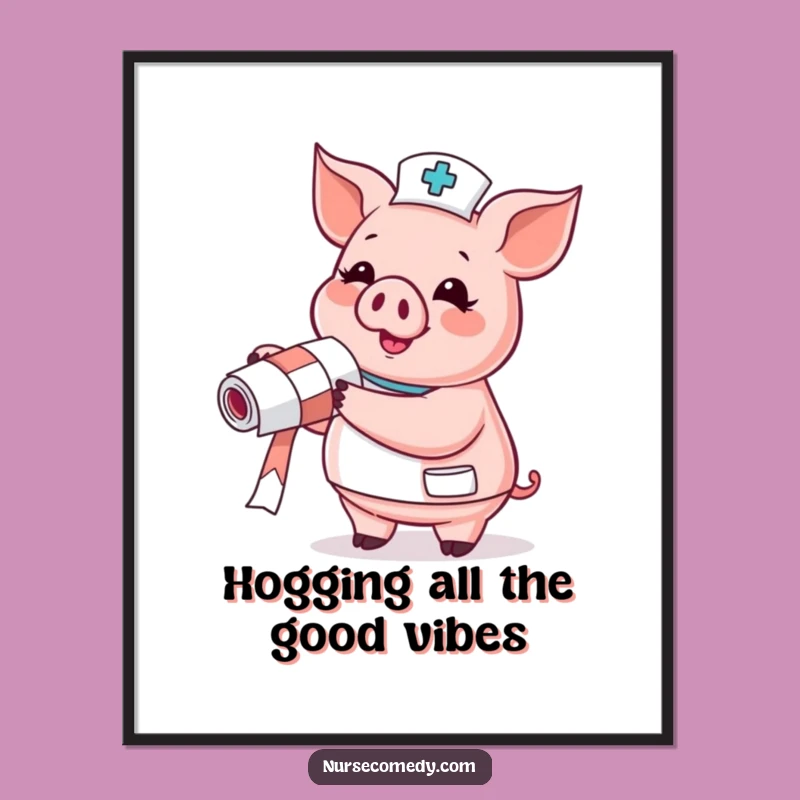 Free Printable Pig Nurse Wall Art - Funny Animal Decor Downloadable