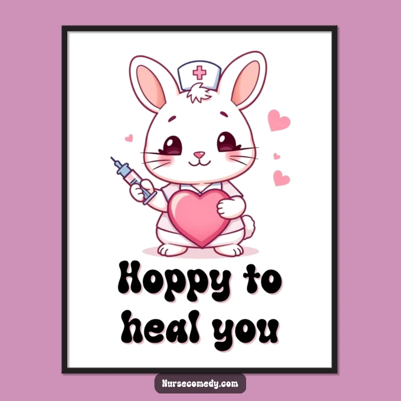 Funny Free Printable Wall Art: Rabbit Nurse Winks - Quirky Downloadable Decor