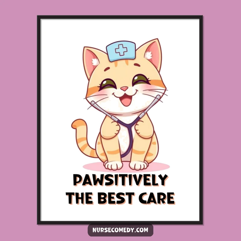 Funny Free Printable Wall Art: Cat Nurse Bounce - Playful Downloadable Decor