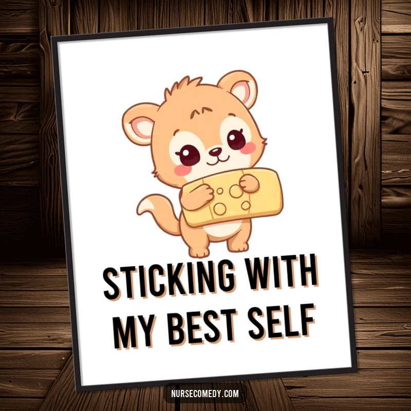 Funny Free Printable Wall Art featuring a curious animal examining a large colorful bandage, a humorous downloadable decor item.