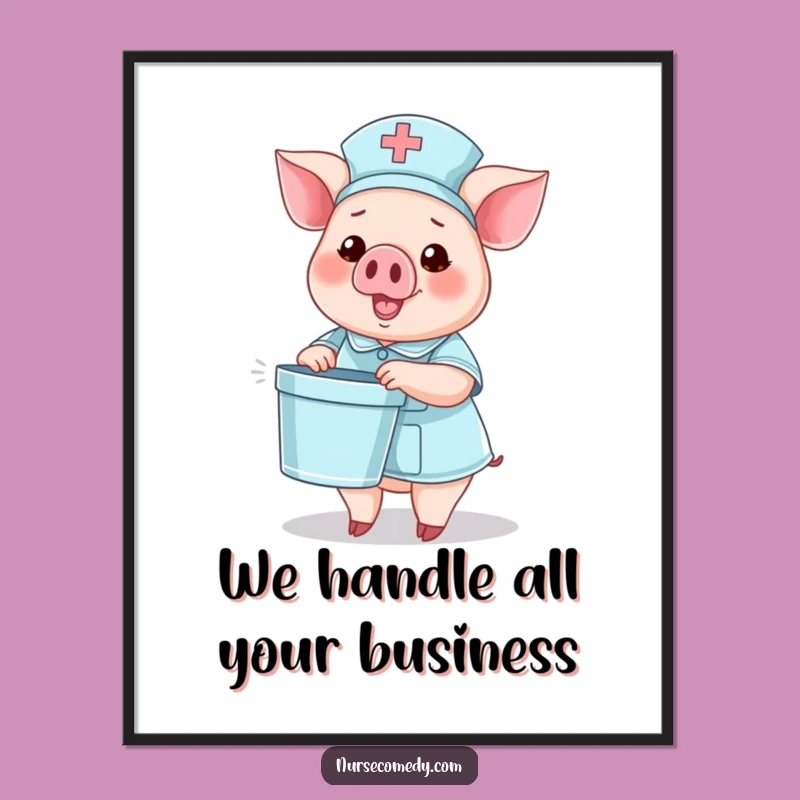 Free Printable Funny Pig Nurse Art - Silly Decor Downloadable