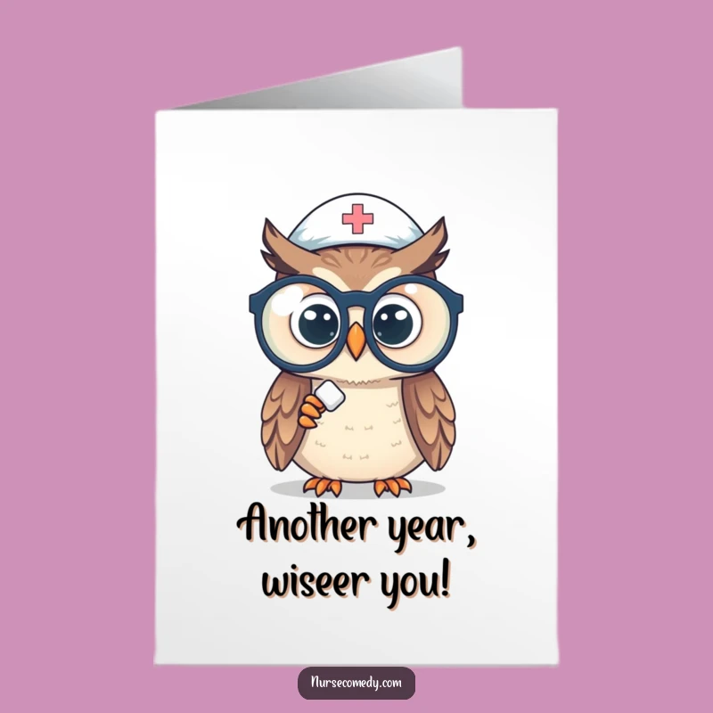 Free Printable Owl Nurse Birthday Card: Funny Specs Downloadable Gift