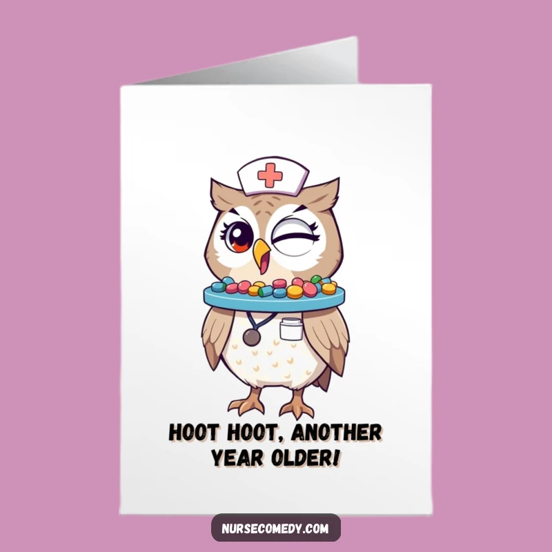 Funny Winking Owl Nurse Free Printable Birthday Card - Hilarious Doctor Gift Downloadable DIY