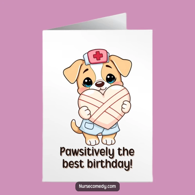 Free Printable Kawaii Puppy Nurse Birthday Card: Funny Get Well Soon Downloadable Gift