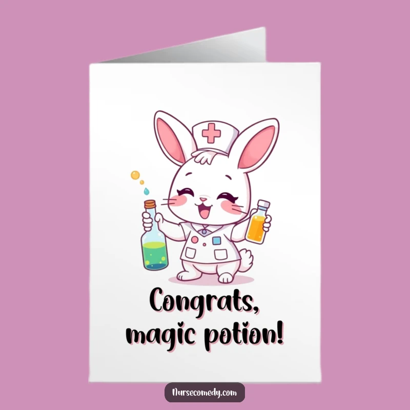 Free Printable Bunny Nurse Potion Card: Congrats Downloadable Gift!