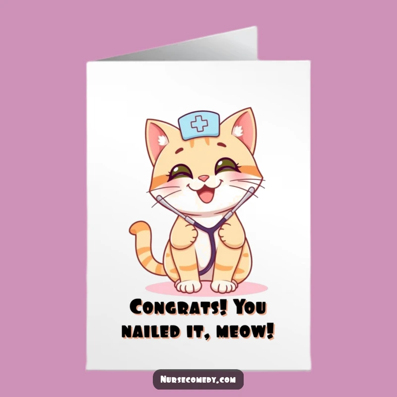 Free Printable Congrats Card: Cat Nurse Bounce - Joyful Downloadable Celebration
