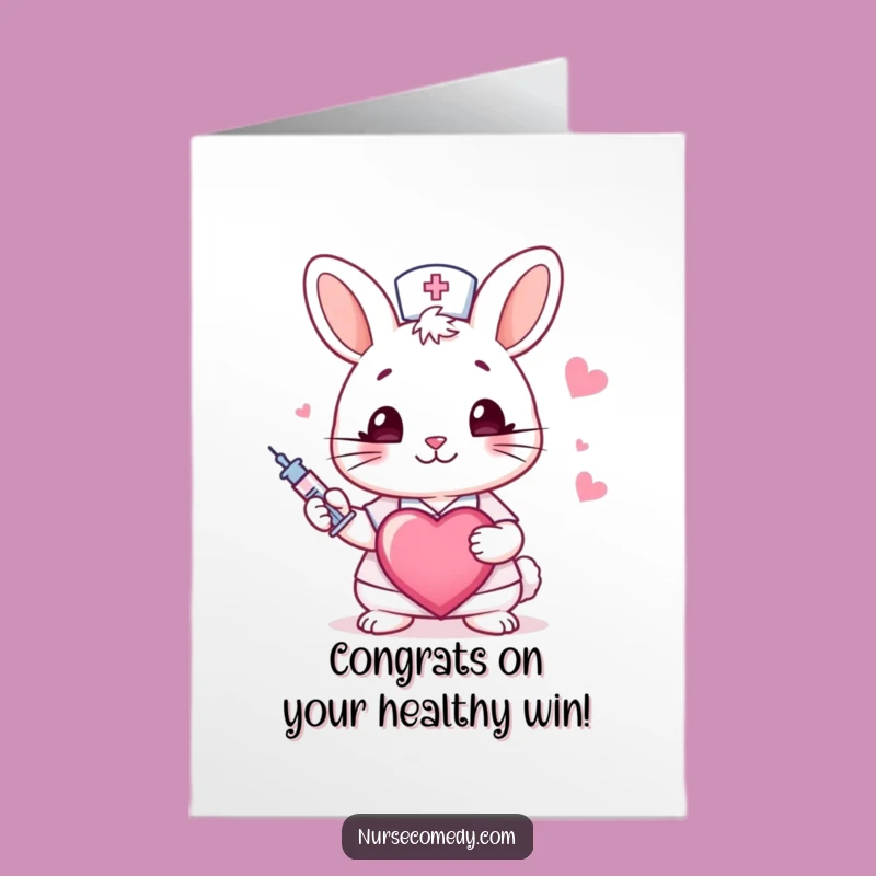 Free Printable Congrats Card: Rabbit Nurse - Speedy Recovery & Success Gift